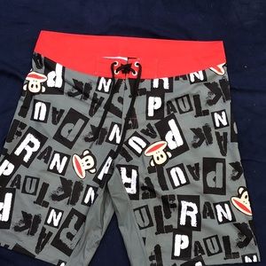 Men’s Gray Board Shorts with Red Waist ☀️🏝⛱ XL